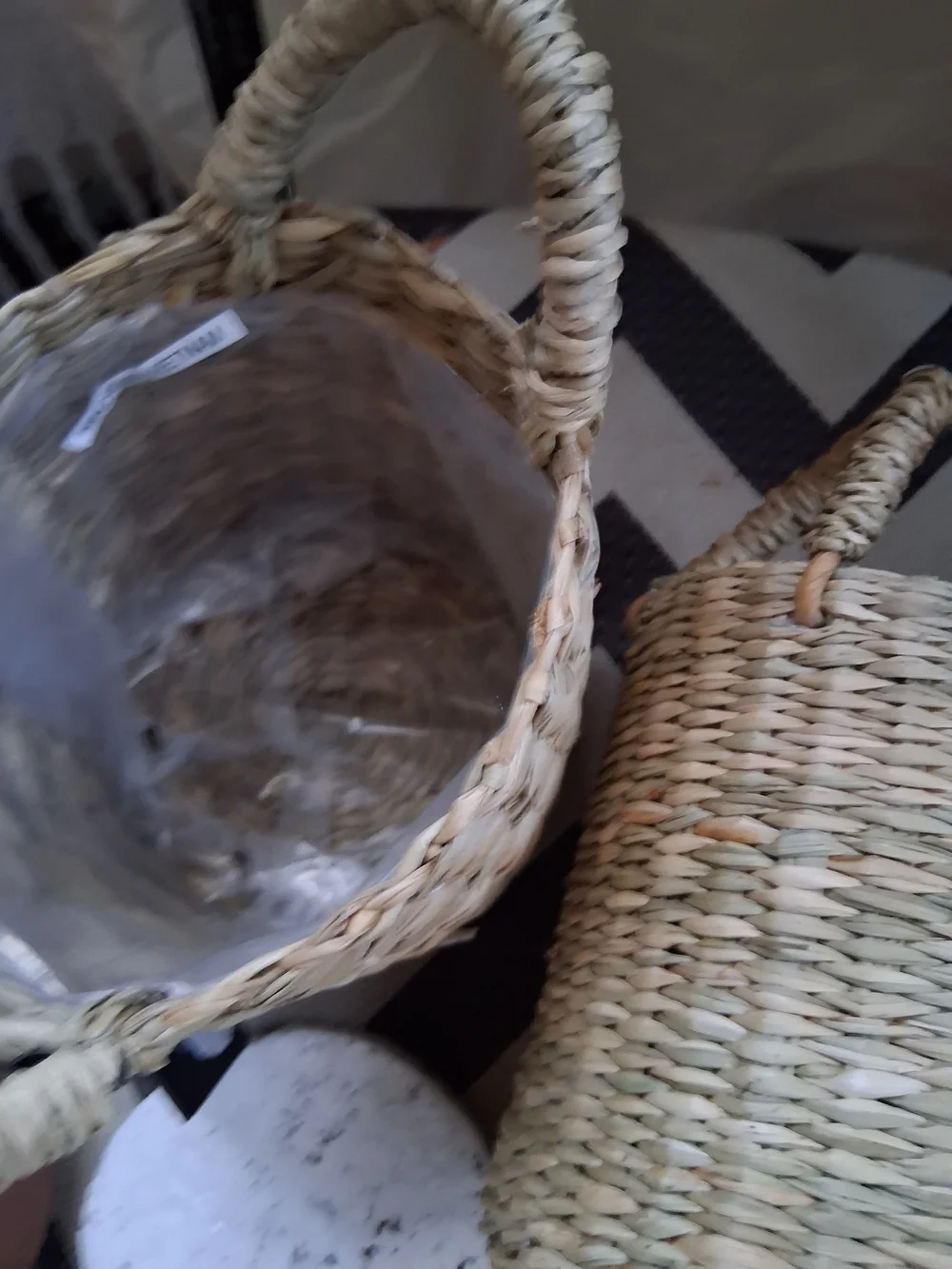 Woven Natural Seagrass Storage Basket with Handles
